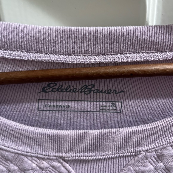 Women's Eddie Bauer Legend Quilted Front Crew Sweatshirt Purple 2X New W/O Tag - Picture 4 of 6